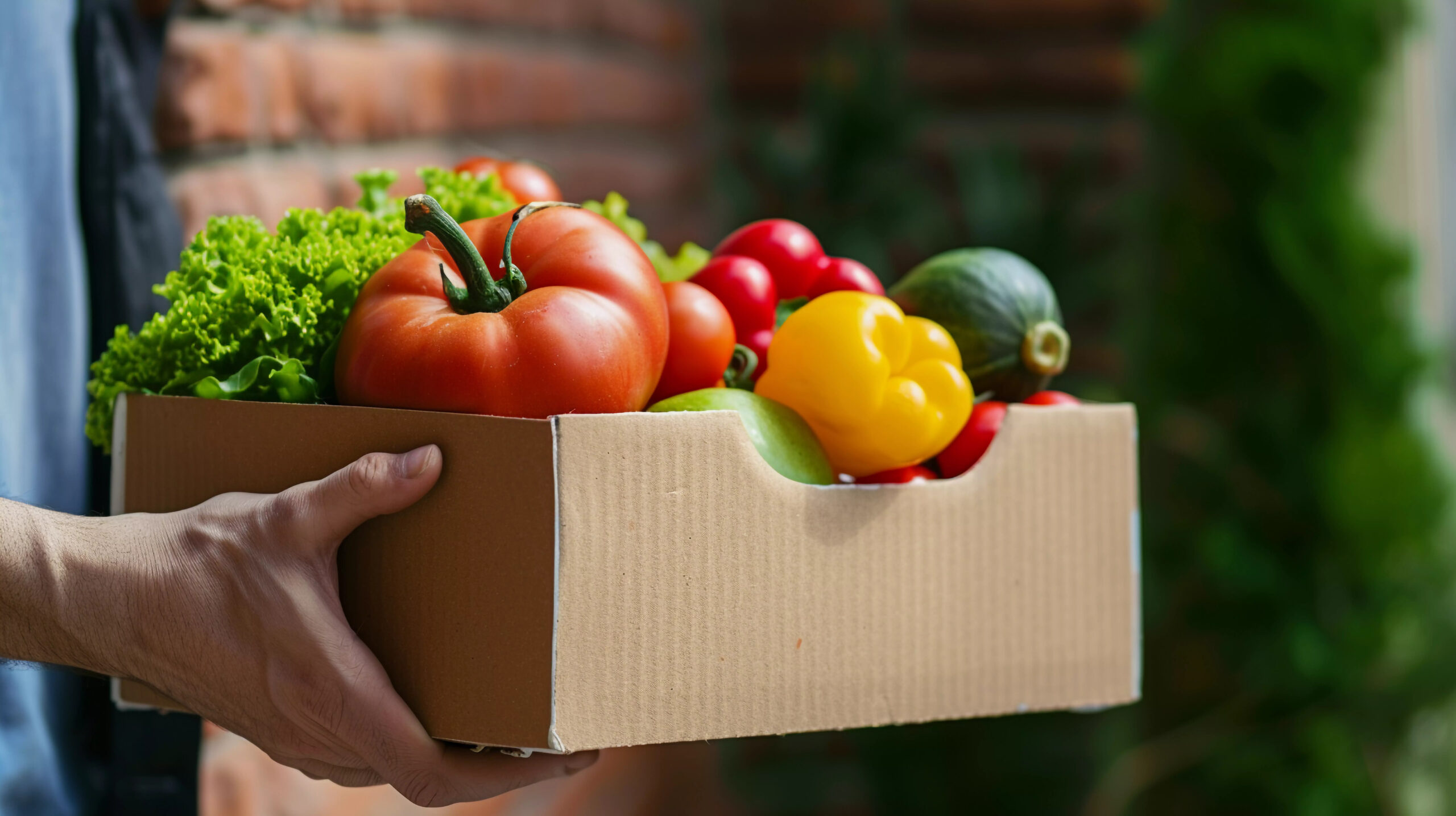 Fresh vegetables in a corrugated cardboard box, illustrating the use of moisture-resistant barrier coatings in produce packaging